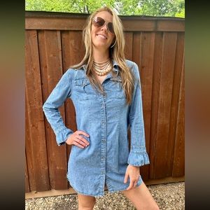 Denim Shirt Dress with bell sleeves